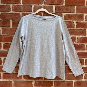 EILEEN FISHER Slubby Organic-Cotton Long-Sleeve Tee gray small NEW